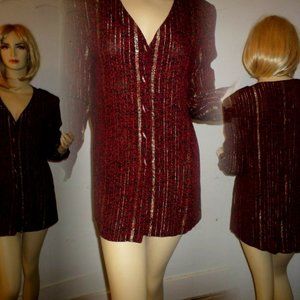 Cranberry Gold Shimmer Button Down Front Dress S-4